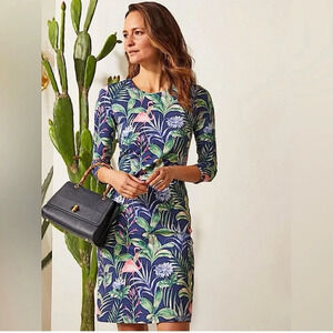 NEW J. McLaughlin Sophia Flamingo Palm Floral Print Catalina Dress